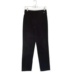 St John Black Corduroy Straight High Rise Pants Size 2, Inseam 29"